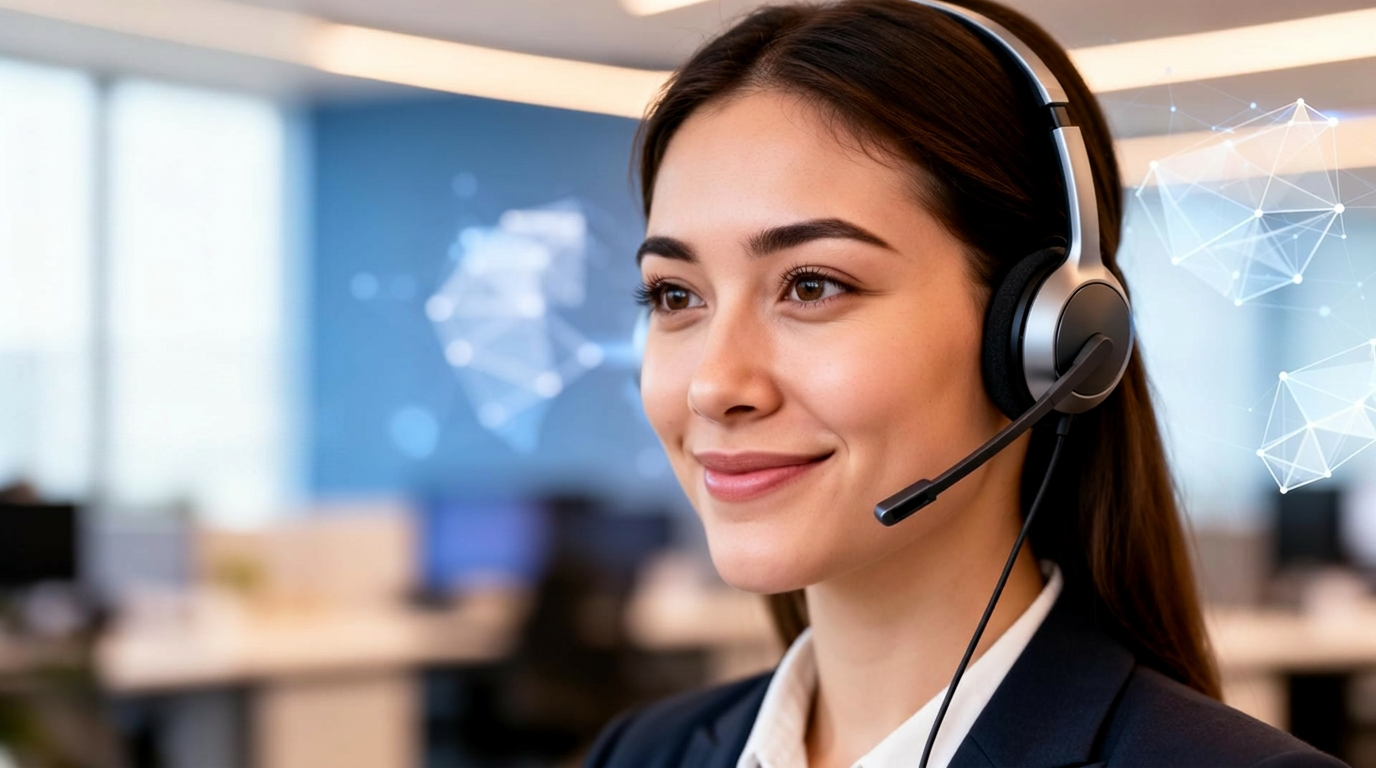 Оператор контакт-центру Voice Core у сучасному офісі